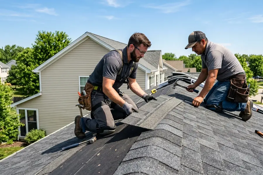 All American Home Improvement roofing crew installing architectural shingles in Reed